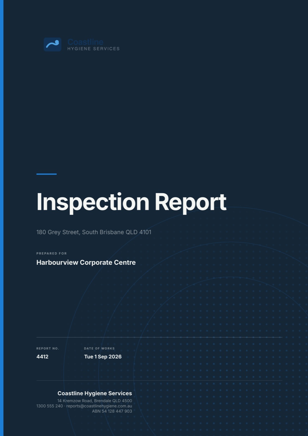Cover page of a sample Inspection Report